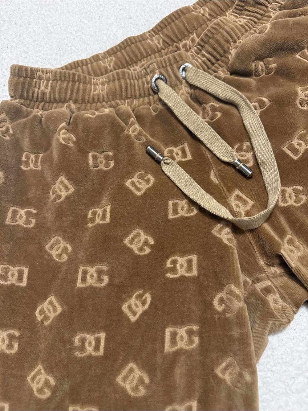 Dolce & Gabanna Brown Velvet Drawstring Bottoms
